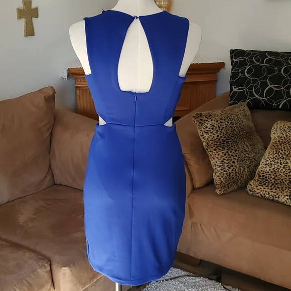 The á Cut Out Bodycon Cobalt Blue Short Dress Size S - Picture 3 of 7